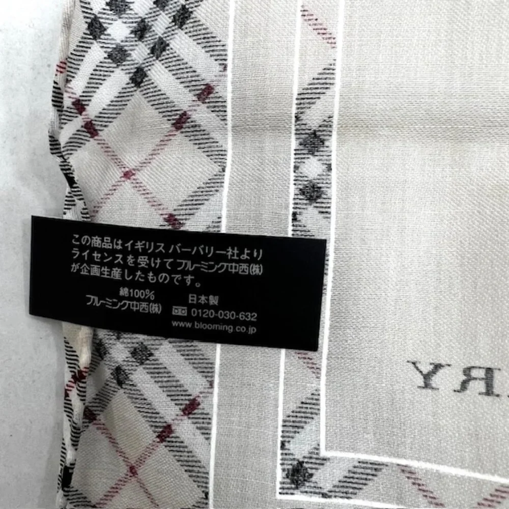 New Tag Men/Women Burberrys  Miniscarf/handker 23"Cotton/Silk Beige Gray Nova(10 - Picture 5 of 9
